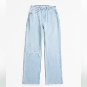 Abercrombie & Fitch 25 Curve Love High Rise 90s Relaxed Jean Light Destroy Wide